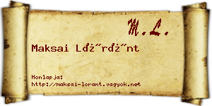 Maksai Lóránt névjegykártya